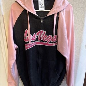 NWT Women’s Las Vegas Nevada Pink & Black Zip Up Hoodie Jacket XL
